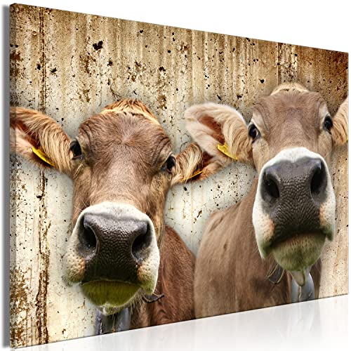 artgeist Acoustic Canvas Wall Art Animals 35x24 in - 1pcs Picture with Acoustic Foam Sound Print Artwork Room Acoustics Soundproofing Cow Portrait Concreto Abstract g-C-10107-b-a