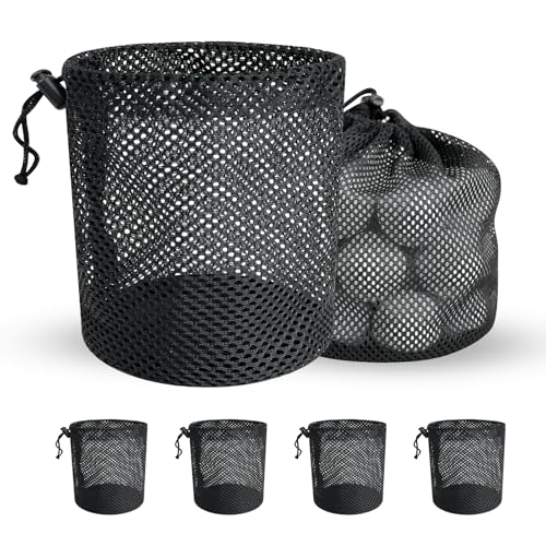 Mordx Golf Ball Storage Bag-6 Pack Mesh Bags With Drawstring，Golf Shag Bag Organizer,Sports Equipment Organizer Sack，For Collecting Half Balls Tennis Beach Trave (15 * 20Cm)