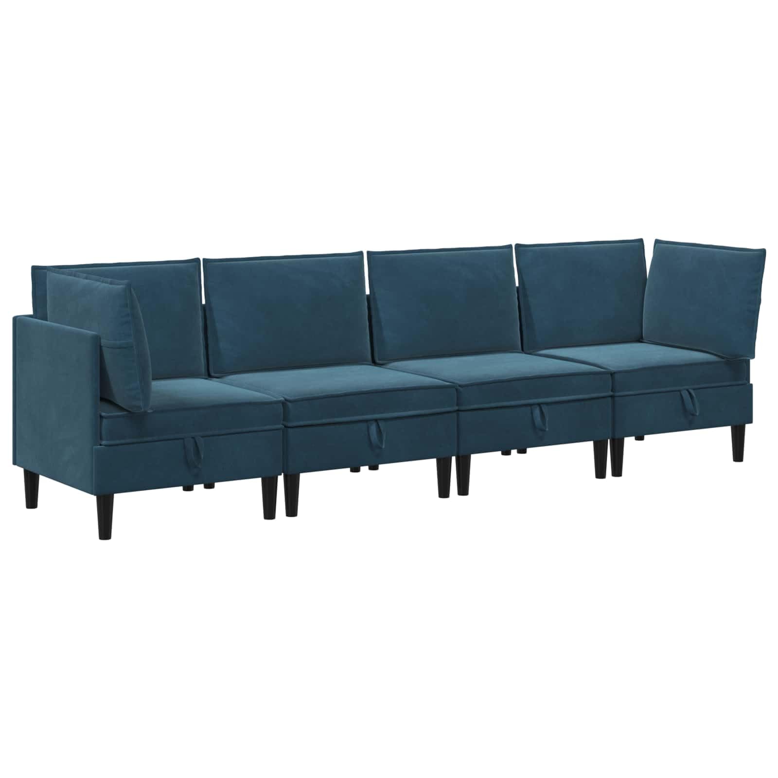 Conjunto de muebles de salón de 4 piezas, color azul terciopelo con