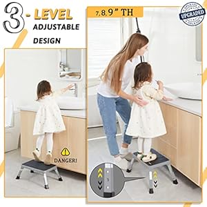 Double elite 3 levels adjustable folding step stool safer metal step stools for kidsadultselderly kitchen rv step stool heavy duty small stepping stool bed bathroomfoldable foot stool under desk  urban country home decor