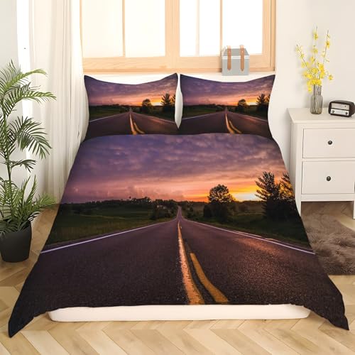 Housse de couette douce paysage crépuscule en microfibre résistante avec zip - 3