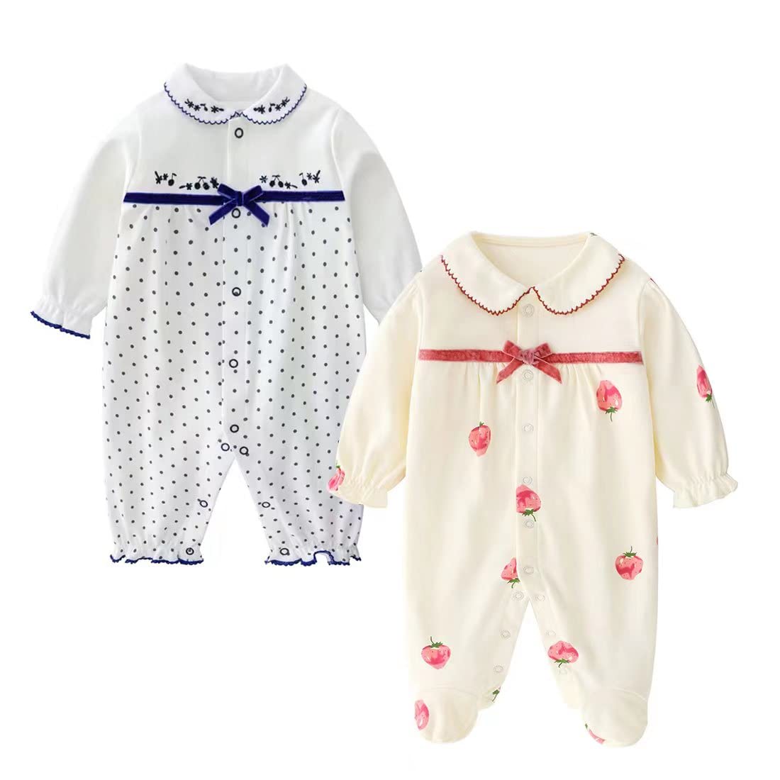 Hikido Infant Snug Romper with Cute Cartoon Print 2Pack Cotton Jumpsuit for DailyWear