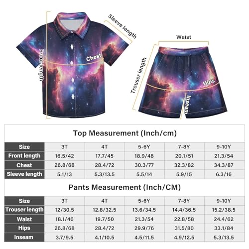Boccsty Colorful Galaxy Purple Boy Summer Shorts Sets Hawaiian Toddler Boys T-Shirt & Pants 2 Pcs 3T3
