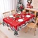 Christmas Tablecloths Rectanglar Winter Snowman Farmhouse Christmas Tree Table Cloth- 60 x 84 Oblong Polyester Red Xmas Table Cover Washable Waterproof for Holiday Decoration Party Kitchen Dining