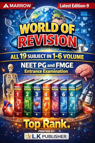 Image of MARROW WORLD OF REVISION Edition-9 ALL 19 SUBJECT IN 1-6 VOLUME NEET PG and FMGE Entrance Examination HD COLOUR PRINT WHITH SPIRAL BINDING..