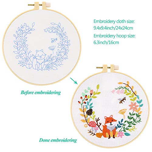 image for Caydo 2 Sets Full Range of Embroidery Starter Kit with Floral Animal P