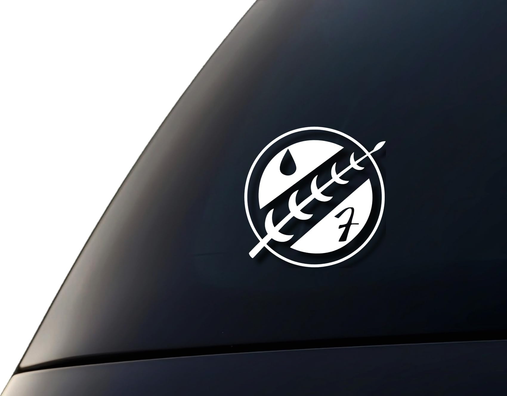 GenericGeneric Mandalorian Crest 4X4 Insignia Symbol Premium Vinyl, 6 Year Durability, Waterproof Decal for Car Window, Laptops, Notebook, Yeti, (Matte White)