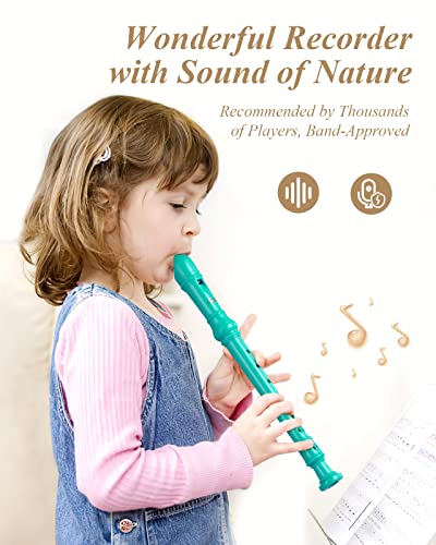 Eastar Soprano Recorder Instrument For Kids Beginner, German Fingering C Key Recorder Instrument 3Piece With Cleaning Kit, Thumb Rest, Cotton Bag, Fingering Chart, Ers-21Gsb, Sky Blue, School-Approved #TOP1