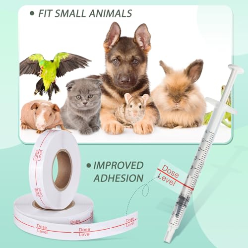 Image of Glenmal 3 Roll Syringe Line Stickers 1.5 inch x 0.5 inch Dosage Marking Clear Label Bright Red Dose Level Pharmacy Labels for Veterinary Medical Pharmacy Medication Healthcare Medicine, 500 Pcs Per Roll