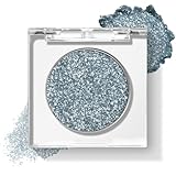 KYDA Single Glitter Eyeshadow, Cyan Blue Silver Eyeshadow, Lasting Blendable Shimmer Eyes Shadow, Sparkling Eyes Glitter, Soft Buildable Glossy Color, Wet Look Effect, Blue Stone