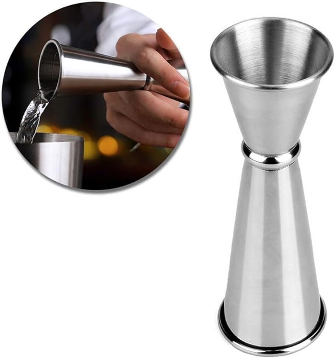 Stainless Steel Cocktail Jigger, Double Peg Shot Measure Tool (30ml/60ml) Premium Bar Accessory for Bartenders, Kitchen, Mixed Drinks, Liquor, Whiskey & Wine, Pack of 1