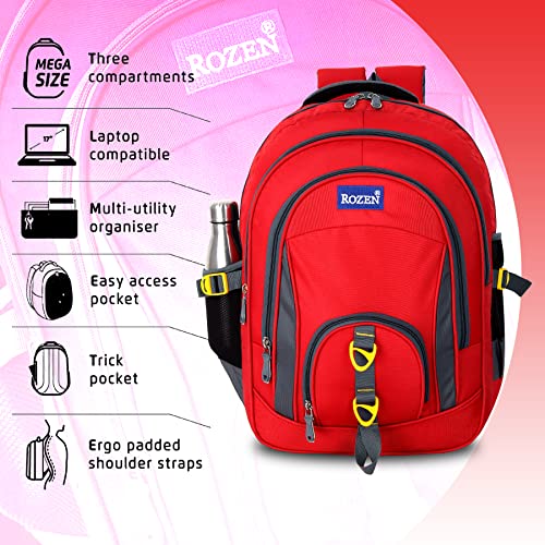 Image of ROZEN LARGE 50 LITERS COMBO SCHOOL & Lunch bag for Class 5-12 Large Multipurpose Backpack for Students, Water Resistant, Unisex Design, Stylish & Durable