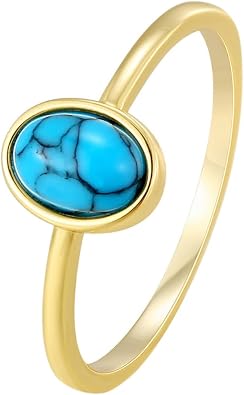 Turquoise Ring for Women. 18k Gold Plated Western Jewelry. Statement Ring with Blue Stone