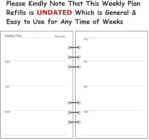 Miniatura 37 de Recambio de planificador A5 negro en blanco, insertos de planificador A5, repuesto de carpeta de 6 anillas, papel negro para carpeta recargable En