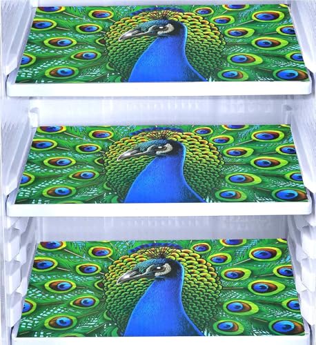 Image of Refrigerator Drawer Mat /Fridge Mat Set of 6 Piece (11.5 X 17.5 Inches) (Peacock)