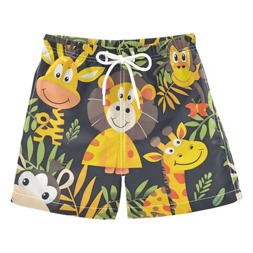 miaozhen Pantalones cortos de playa para niño, dibujos animados, zoológico, jirafa, mono, cebras, traje de baño, playa, Hawaii, vacaciones, niños pequeños, cordón, Zoo de dibujos animados, jirafa