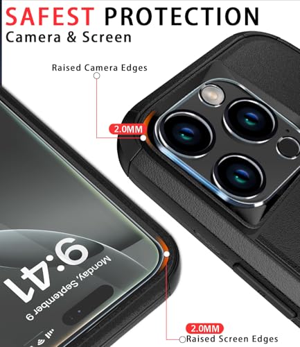 Image of Diverbox for iPhone 16 Pro Case [Compatible with MagSafe] [Shockproof] [Dropproof] [Tempered Glass Screen Protector + Camera Protectors] Heavy Duty Protection Phone for iPhone 16 Pro (Magnetic Black)