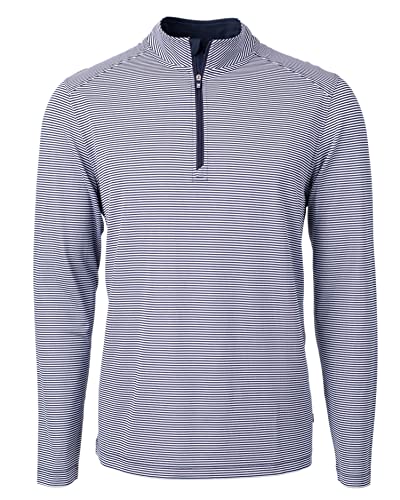 Cutter & Buck Virtue Eco Pique Micro Stripe Recycled Mens Big & Tall Quarter Zip