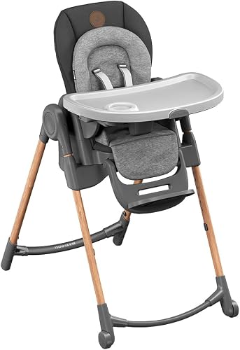 Maxi-Cosi Minla Plus Highchair, 0-14 Years, 0-60kg, Smooth Child Installation, Fully Adjustable, Easy to Move and Fold, Elegant Modern Design, Elegance Graphite