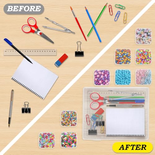 Wusboo 30 Stück Kleine Aufbewahrungsboxen mit Deckel, 5,5 x 5,5 x 2cm, Mini Kunststoff Transparente Aufbewahrungsbehälter für Kleinteile, Pillen, Ohrringe, Ringe, Perlen, Schrauben