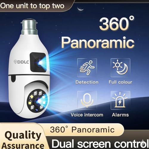 Image of DDLC 4MP /8MP Dual Lens WiFi Smart Light Bulb Camera for Home | Color Night Vision | Two Way Audio | Indoor Wireless Security Camera | Mobile App V380 Pro (Dual Lens Light Camera)