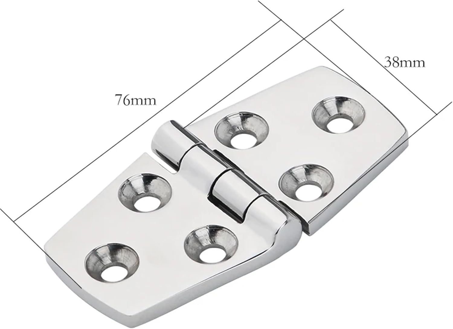 316 Stainless Steel Flat Hinge for Cabinet Doors, Windows and Decks, Boat Hardware, 1 Pack (81mmx64mm)