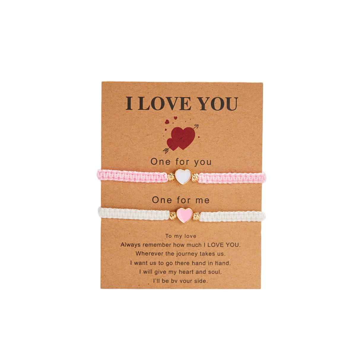 COLORFUL BLING2Pcs Love Heart Bracelet Adjustable Thread String Protection Long Distance Matching Bracelet for His and Her Couples Friendships Relationship Jewelry