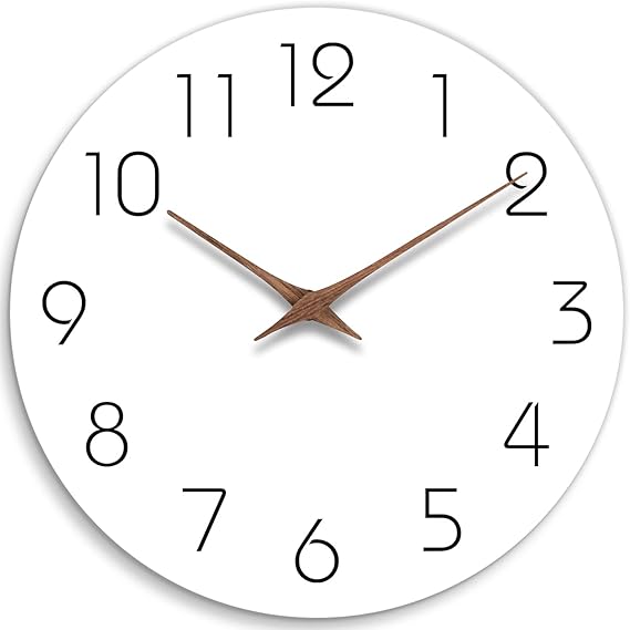 Mosewa Wall Clock 10 Inch Silent Non Ticking Wood Wall
