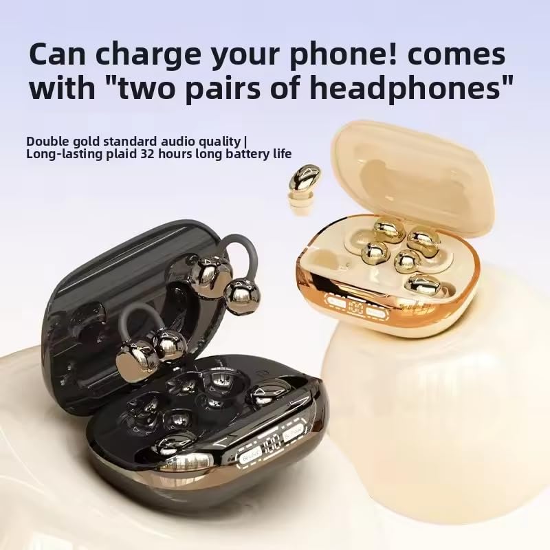 Sleep Earbuds - Auriculares inalámbricos Bluetooth 6.0, juego de auriculares duales 2 en 1, intrauditivos y con clip, controlador de 10 mm, batería de 32 horas, IPX5, pantalla LED para