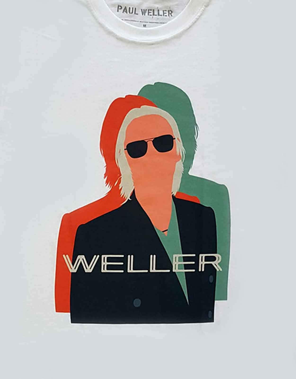 Paul Weller T Shirt Illustration Offset Logo Nouveau Officiel Homme Blanc