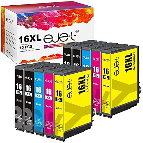 ejet 16XL Compatible Ink Cartridges Replacement for Epson 16 XL for Workforce WF2750 WF2630 WF2530 WF2510 WF-2750 WF-2630 WF-2760 WF-2660 WF-2650 WF-2540 WF-2510 (Black Cyan Magenta Yellow,10-Pack) Cover