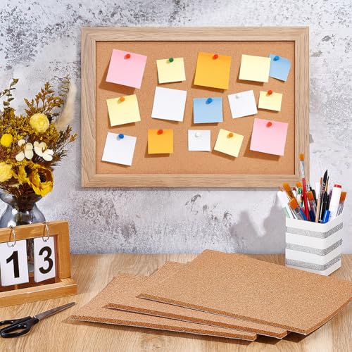 BENECREAT 6 Stück 7mm Dicke Selbstklebende Korkplatten, 30x21cm Rechteck Untersetzer Kork, Pinnwand Kork Für Wanddekoration Hochzeitsfeiern DIY Bastelbedarf