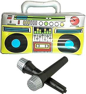 GuassLee 16” Party Inflatable Boom Box PVC Radio + 2 Microphones for Inflatable
