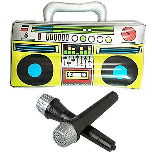 GuassLee 16” Party Inflatable Boom Box PVC Radio + 2 Microphones for Inflatable