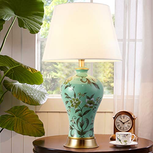Lampe de table en céramique noble, luminaire de maison chic avec bouton d'interrupteur