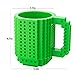 BOMENNE Build-on Brick Mug,Funny Novelty Coffee Mug, Creative DIY Building Blocks Cup,Birthday Party Cups for Kids,Unique Gifts for Christmas,Green