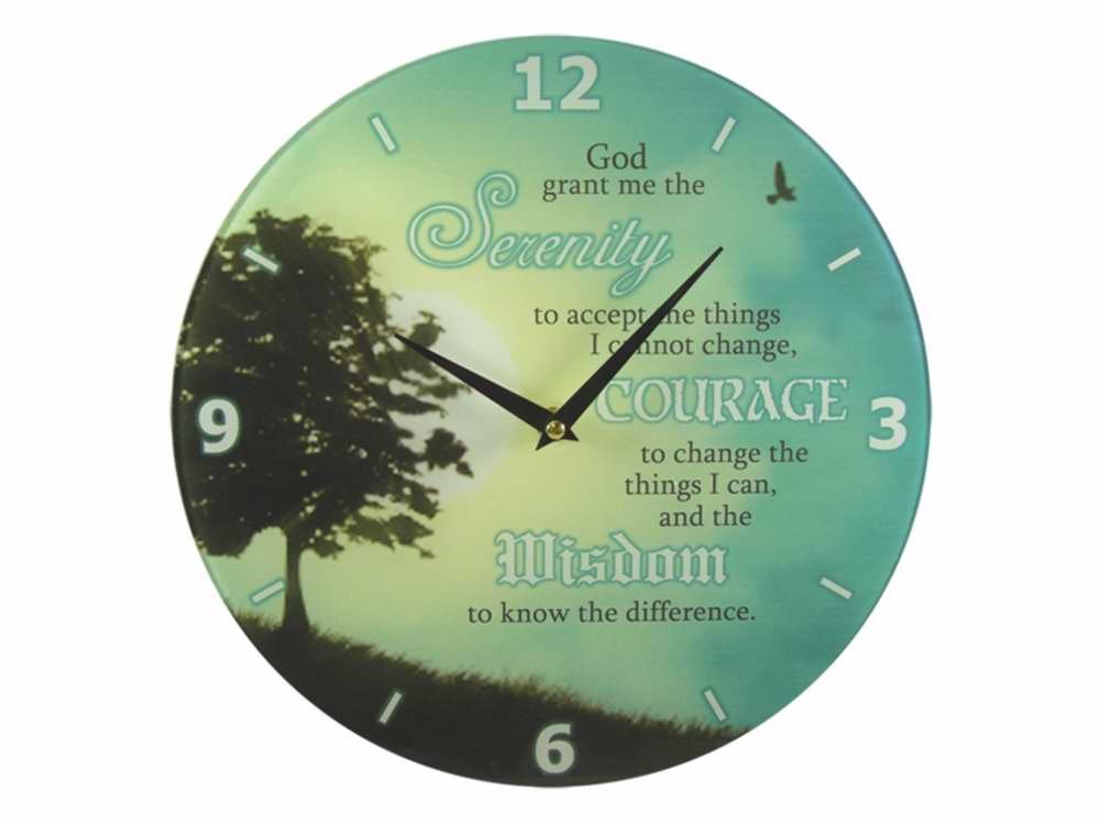 Swanson Christian Supply 82751 Clock-Serenity Courage Wisdom With Glass Surface - 11.75 in.