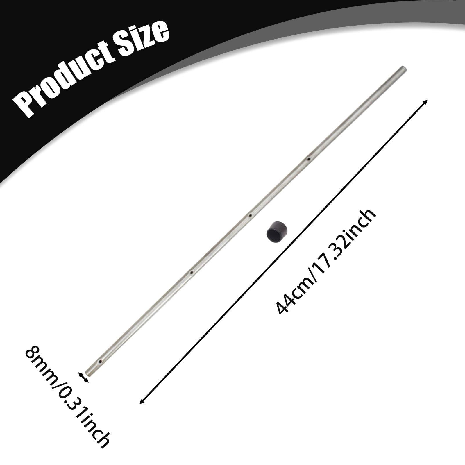 Harilla Asta in Metallo per Biliardino, Stecche Calcio Balilla, Diametro 8 Mm X 44 Cm, Un Foro per L'Asta di 2,5 Mm di Diametro, Progettato per Biliardini da Tavolo con Una Lunghezza di 0,5 M