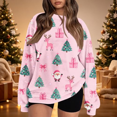 Christmas Sweatshirts for Women Vintage Fleece Graphic Crewneck Pullover - image 2