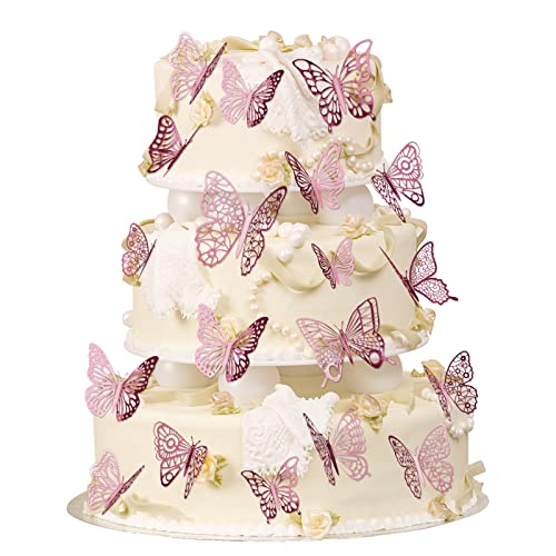 OSDUE Topper de Pastel, Topper de Pastel de Mariposa, Topper de Pastel de Cumpleaños de Mariposa, Topper de Pastel de Fiesta de Cumpleaños para Decoración de Comida de Fiesta de Cumpleaños de Boda