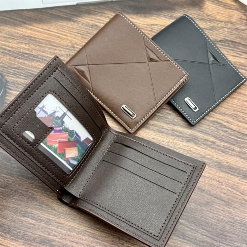 Mens Bifold Wallet Blocking Slim Minimalist Front Pocket - Thin & Stylish with ID Window 05（coffee）3