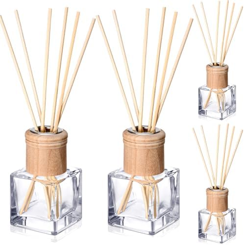 Roshtia 4 Set Reed Diffuser Bottle Empty Refillable Fragrance Gla...