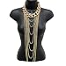 Layered Drop Strands Curb Chain Necklace Fashion Body Chain w/ 33mm 16" Main Chain - Gold-Tone
