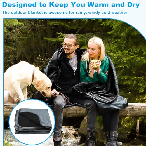 SLTAXAR Wasserdichte Decke Outdoor Campingdecke Fleece 140 x 200 cm Fleece Decke Reise Grau Camping Decke Warm Camping Blanket Isoliert Waterproof Picknickdecke Maschinenwaschbar für Picknick Auto