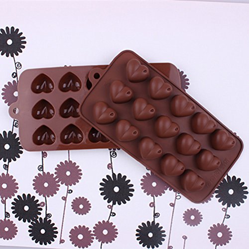 Image of SYGA 15 Holes Brown Silicone Heart Shape Mold