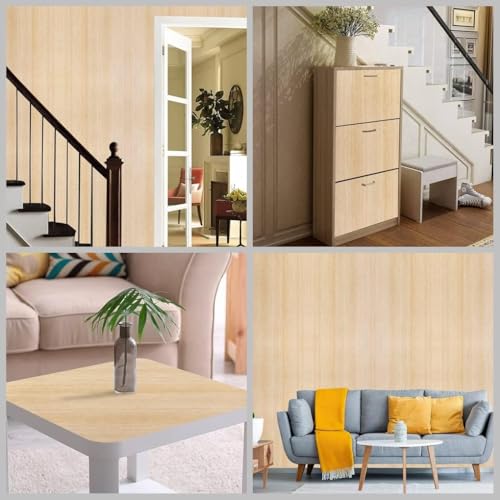 Image of HOME13 Self Adhesive Wood Vinyl Wallpaper Waterproof Old Furniture for Wall, Wall Stickers Door Wardrobe Desktop (Oak Wood, 12X86 in)