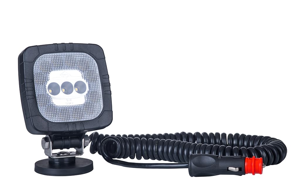 Lampa Robocza LED 15 Diod, 12W, 12/24V, Biała, Magnes, IP68, 1000lm, 8m Przewód Spiralny
