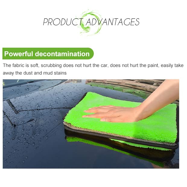 Image of GLUN Microfiber 850 GSM Cloth for Car Cleaning and Detailing, Double Sided, Extra Thick Plush Microfiber Towel Lint-Free, all Cleaning Purpose Pack of 4
