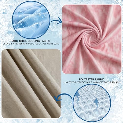 Image of Guohaoi Cooling Throw Blanket for Hot Sleepers, Twin Size 60''x90'' Lightweight Breathable Summer Bed Blanket for Couch, Arc-Chill Q-Max >0.5 Cool Fiber, Lightweight Blanket Pink