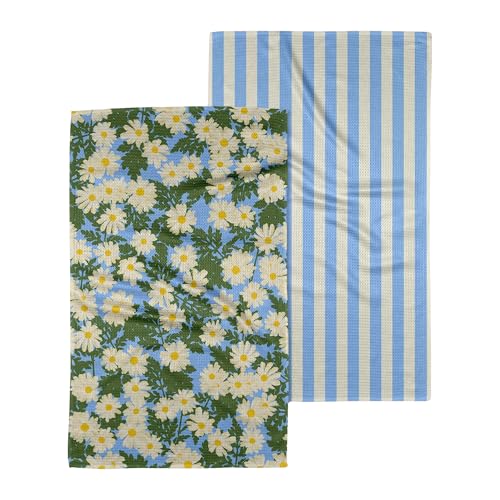 GEOMETRY Spring Kitchen Towels - Quick Dry Microfiber Cloth Spring & Summer Dish Towels for Kitchen Drying - Premium Quick Dry Towel - Daisy Dream 18